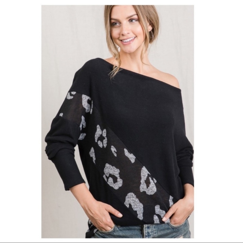 ❌SOLD✨SOFT BRUSHED LEOPARD DOLMAN SLEEVE TOP. -NEW - Picture 2 of 9